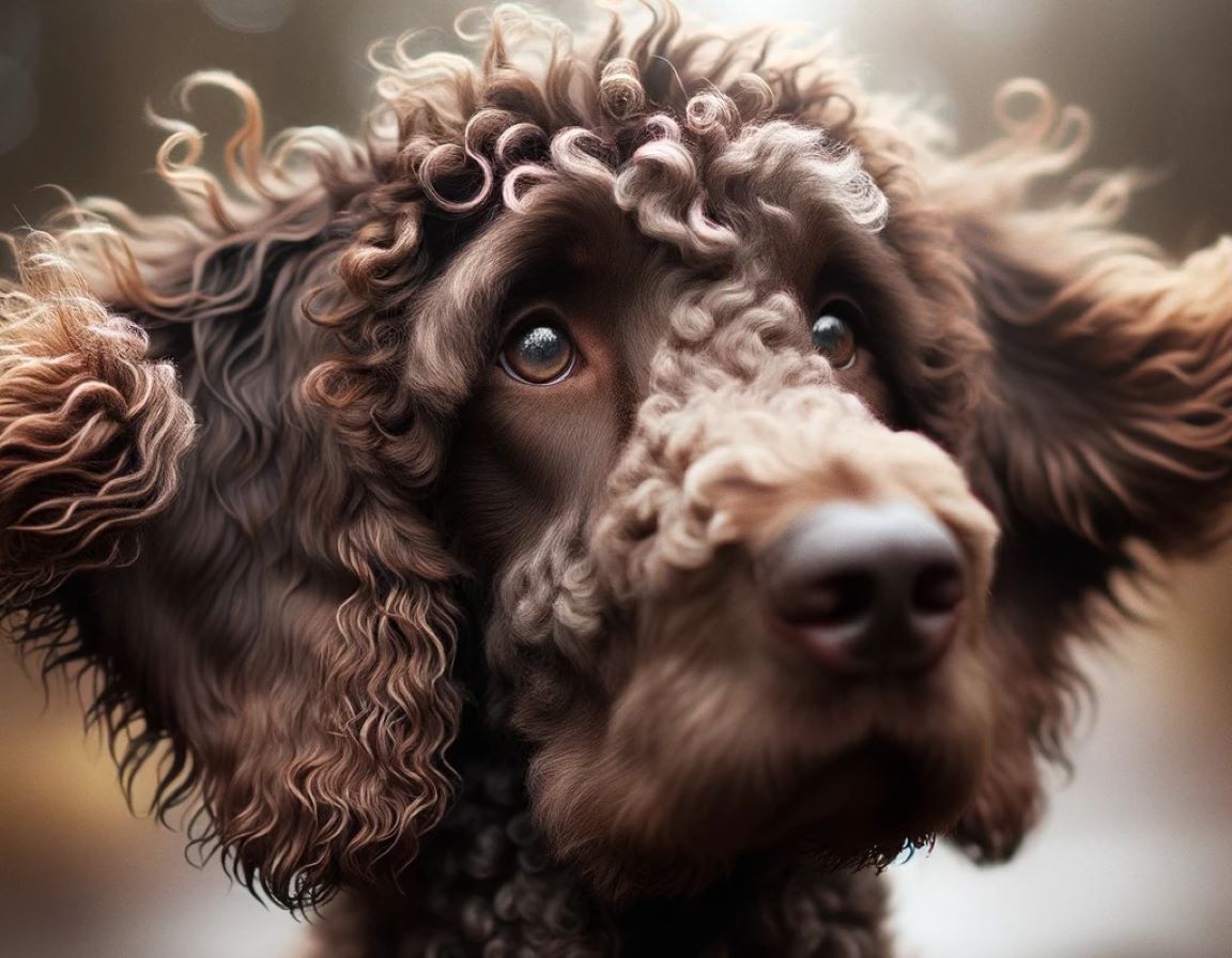 a close up photo of a curly coated retriever